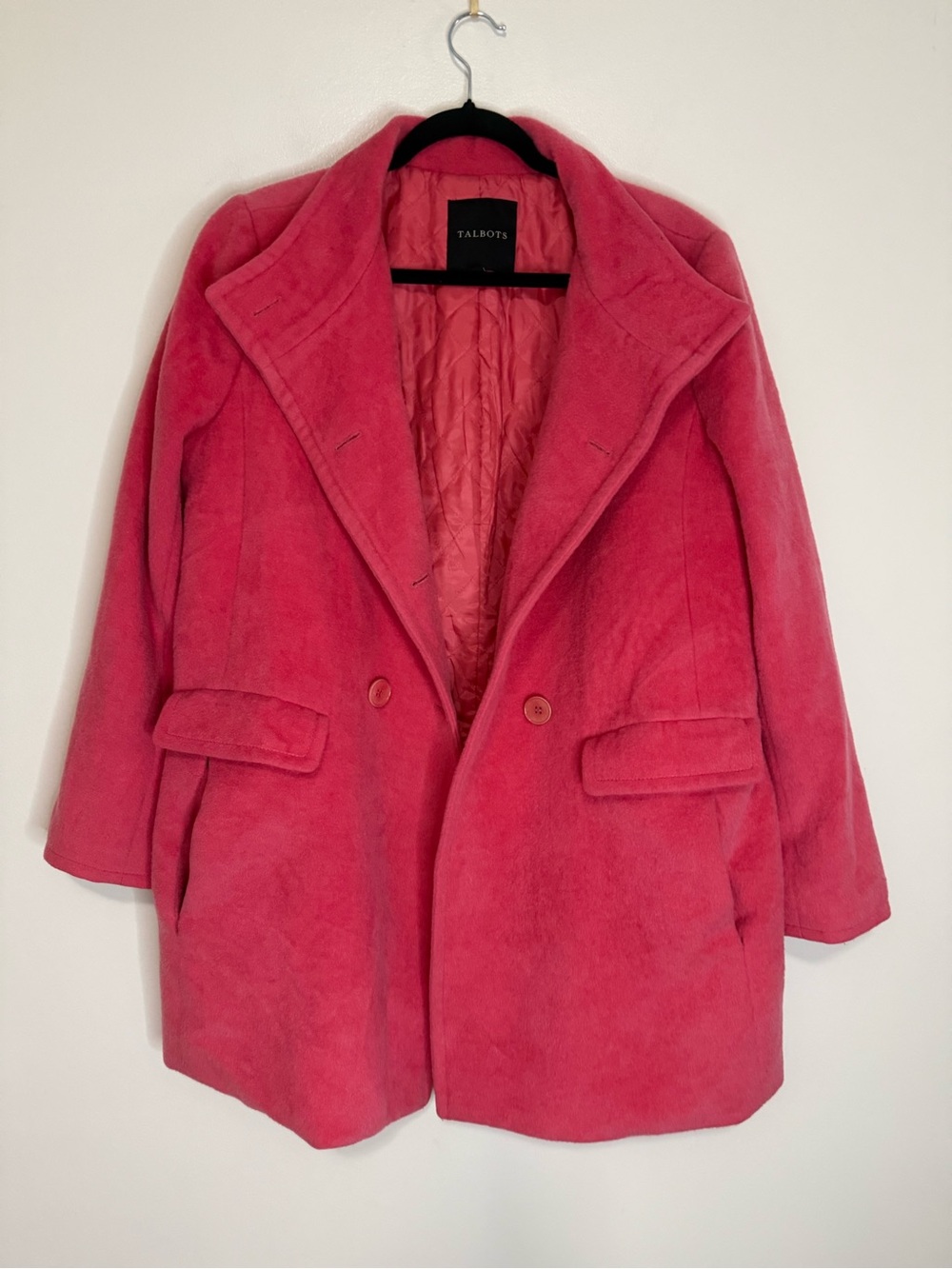 Talbots Pink Double-Breasted Wool blend Peacoat in size 12